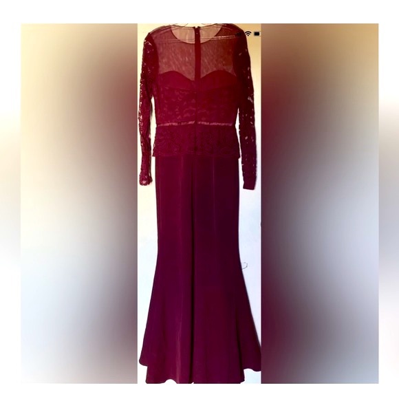 JS Collection Maxi dress  long sleeve size 2 !!!Cabernet color !!! - Picture 2 of 4